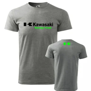 Pánské triko s motivem Kawasaki Racing Team - Světle Šedá Akční Nabídka