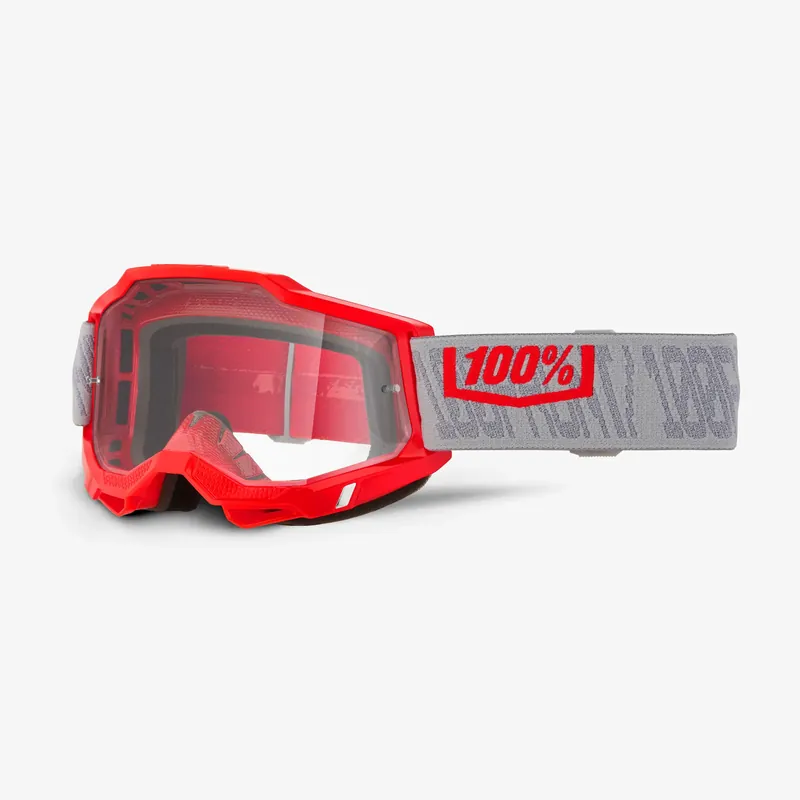 100 PROCENT GOGLE ACCURI 2 GATORBACK - CLEAR LENS- KOLOR CZERWONY/SZARY SZYBKA PRZEŹROCZYSTA LENS Nová Kolekce