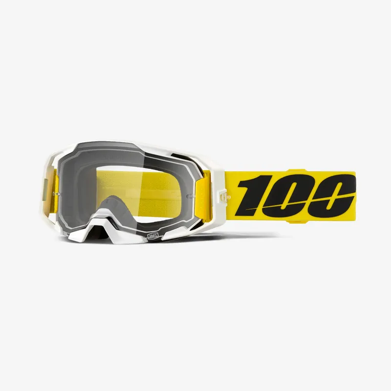 100 PROCENT GOGLE ARMATIC VALERA - CLEAR LENS KOLOR BIAŁY/ŻÓŁTY SZYBKA PRZEŹROCZYSTA Hit Sezóny