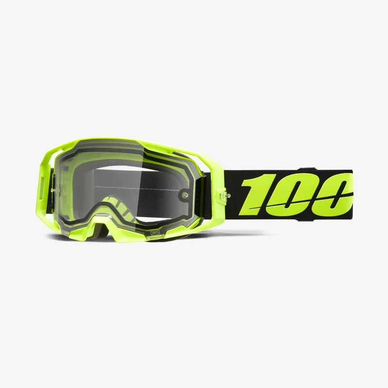 100 PROCENT GOGLE ARMATIC ENDURO MOTO DUAL PANE NEON YELLOW - CLEAR LENS KOLOR ŻÓŁTY FLUO/CZARNY PODWÓJNA SZYBKA PRZEŹROCZYSTA Omezená Nabídka