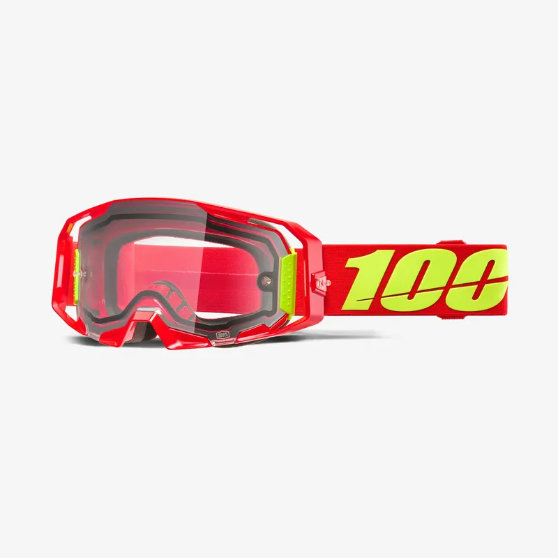 100 PROCENT GOGLE ARMATIC ENDURO MOTO DUAL PANE RED - CLEAR LENS KOLOR CZERWONY/ŻÓŁTY FLUO PODWÓJNA SZYBKA PRZEŹROCZYSTA Objednat Nyní
